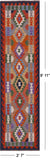 Reversible Kilim Flat Weave Wool On Wool Runner Rug - 2' 7" X 9' 11" - Golden Nile