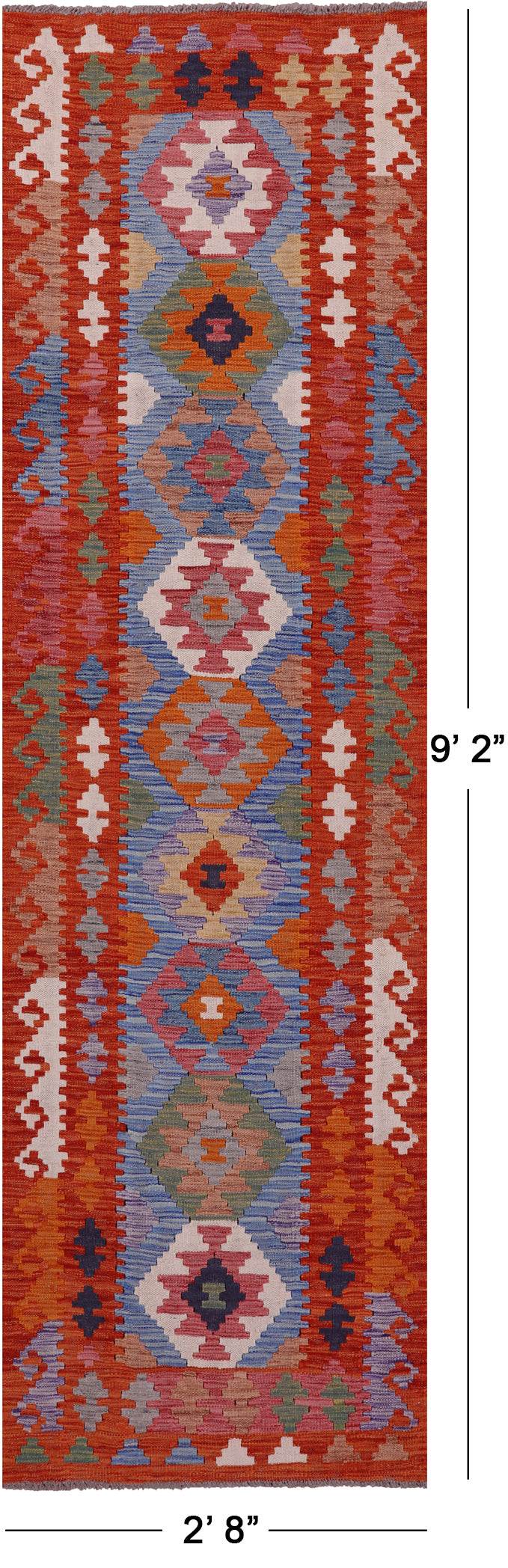 Reversible Kilim Flat Weave Wool On Wool Rug - 2' 8" X 9' 2" - Golden Nile