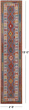 Reversible Kilim Flat Weave Wool On Wool Runner Rug - 2' 6" X 13' 0" - Golden Nile