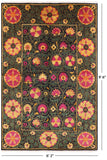 Black William Morris Hand Knotted Wool Area Rug - 6' 2" X 9' 6" - Golden Nile