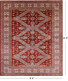 Red Super Kazak Hand Knotted Wool Rug - 8' 4" X 10' 0" - Golden Nile