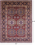 Red Super Kazak Handmade Wool Rug - 8' 0" X 10' 8" - Golden Nile