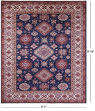 Blue Super Kazak Hand Knotted Wool Rug - 8' 2" X 9' 10" - Golden Nile