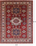 Red Super Kazak Hand Knotted Wool Rug - 9' 9" X 13' 2" - Golden Nile