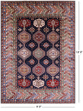 Blue Super Kazak Hand Knotted Wool Rug - 9' 0" X 12' 0" - Golden Nile