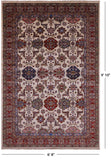Ivory Super Kazak Hand Knotted Wool Rug - 6' 8" X 9' 10" - Golden Nile