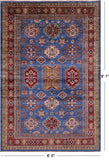 Blue Super Kazak Hand Knotted Wool Rug - 6' 0" X 9' 1" - Golden Nile