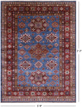 Blue Super Kazak Hand Knotted Wool Rug - 5' 9" X 7' 7" - Golden Nile