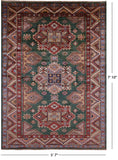 Green Super Kazak Hand Knotted Wool Rug - 5' 7" X 7' 10" - Golden Nile