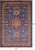 Blue Super Kazak Hand Knotted Wool Rug - 5' 8" X 8' 2" - Golden Nile
