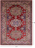Red Super Kazak Handmade Wool Rug - 5' 9" X 7' 10" - Golden Nile