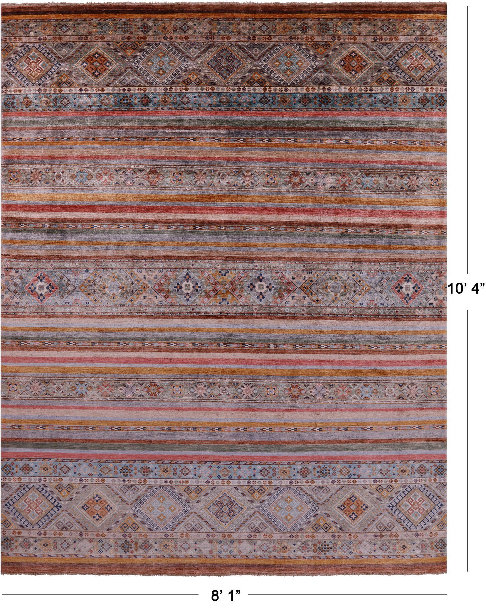Khorjin Persian Gabbeh Hand Knotted Wool Rug - 8' 1" X 10' 4" - Golden Nile