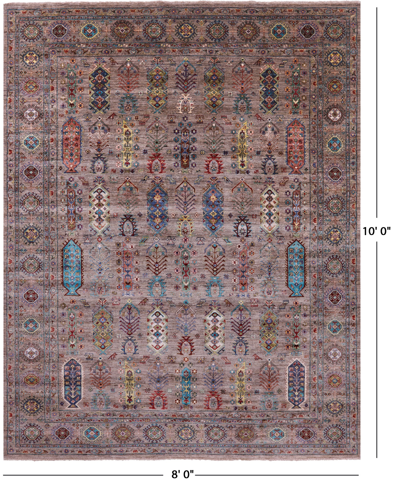Turkmen Ersari Hand Knotted Wool Rug - 8' 0" X 10' 0" - Golden Nile