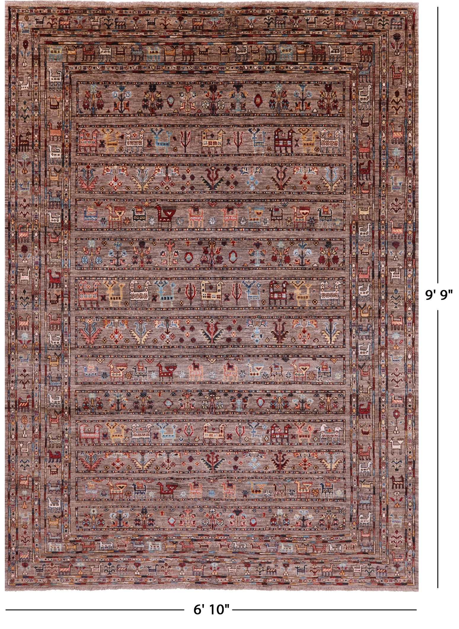 Persian Gabbeh Tribal Hand Knotted Wool Rug - 6' 10" X 9' 9" - Golden Nile
