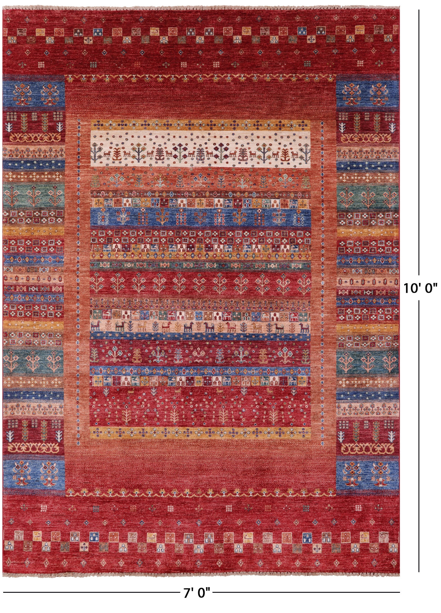Persian Gabbeh Tribal Hand Knotted Wool Rug - 7' 0" X 10' 0" - Golden Nile