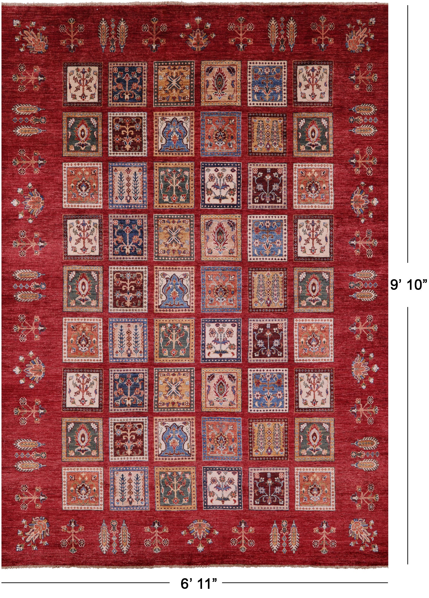 Peshawar Hand Knotted Wool Rug - 5' 9" X 8' 2" - Golden Nile
