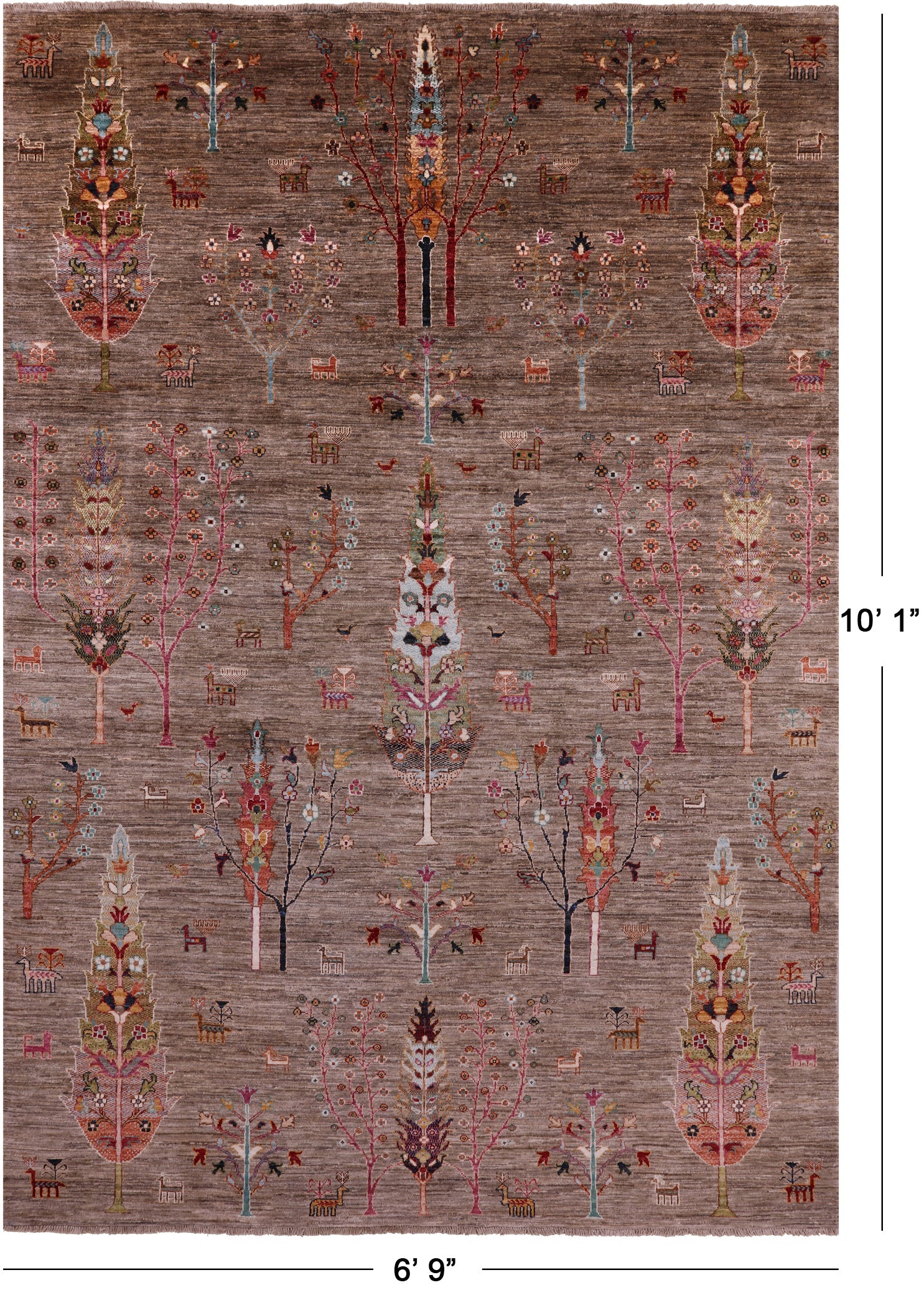 Persian Tribal Gabbeh Hand Knotted Wool Rug - 6' 9" X 10' 1" - Golden Nile