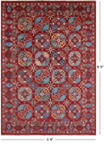 Red Turkmen Ersari Handmade Wool Rug - 5' 9" X 8' 0" - Golden Nile