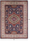 Blue Geometric Persian Mamluk Hand Knotted Wool Rug - 5' 8" X 7' 9" - Golden Nile