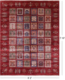 Red Garden Design Persian Hand Knotted Wool Rug - 6' 2" X 7' 10" - Golden Nile