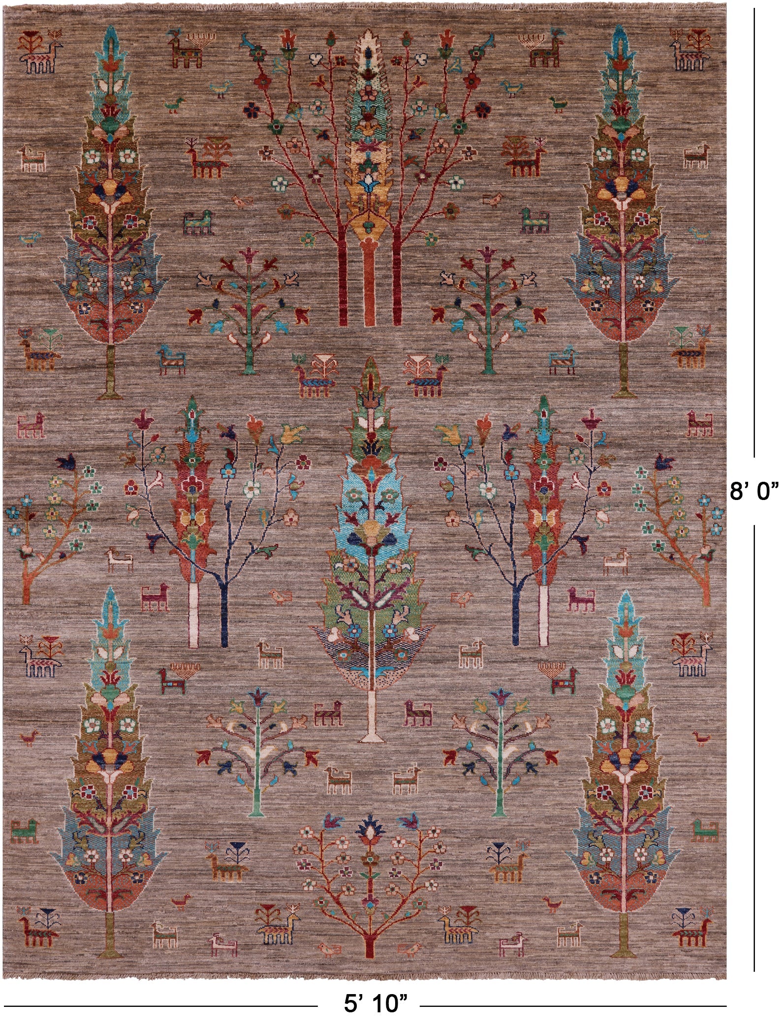 Tribal Persian Gabbeh Hand Knotted Wool Rug - 5' 10" X 8' 0" - Golden Nile