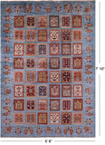 Blue Garden Design Persian Handmade Wool Rug - 5' 6" X 7' 10" - Golden Nile