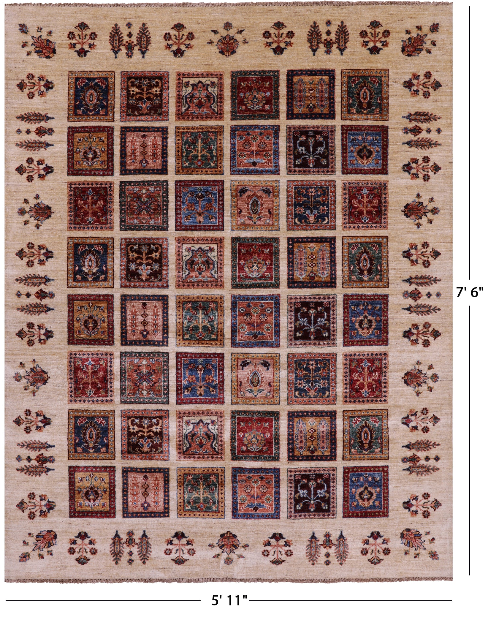 Ivory Garden Design Persian Hand Knotted Wool Rug - 5' 11" X 7' 6" - Golden Nile