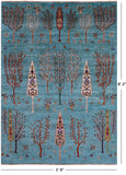 Blue Tribal Persian Gabbeh Hand Knotted Wool Rug - 5' 9" X 8' 2" - Golden Nile
