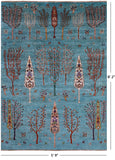 Blue Tribal Persian Gabbeh Hand Knotted Wool Rug - 5' 9" X 8' 2" - Golden Nile