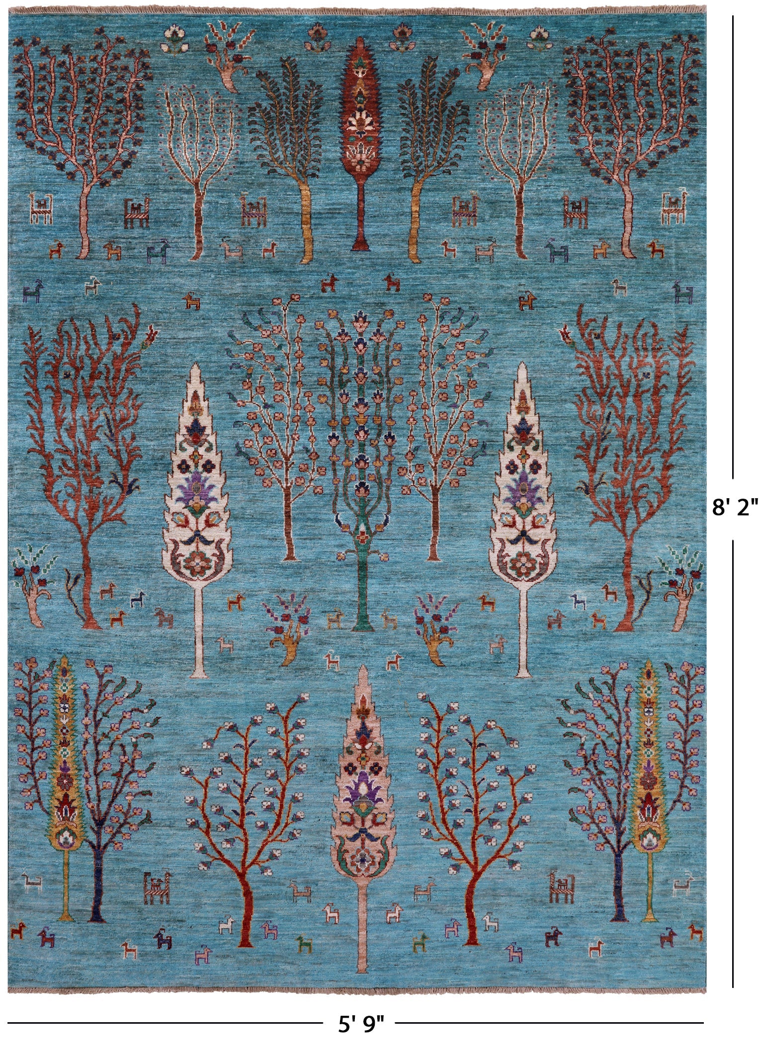 Blue Tribal Persian Gabbeh Hand Knotted Wool Rug - 5' 9" X 8' 2" - Golden Nile