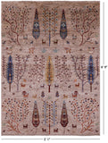 Tribal Persian Gabbeh Hand Knotted Wool Rug - 5' 1" X 6' 9" - Golden Nile