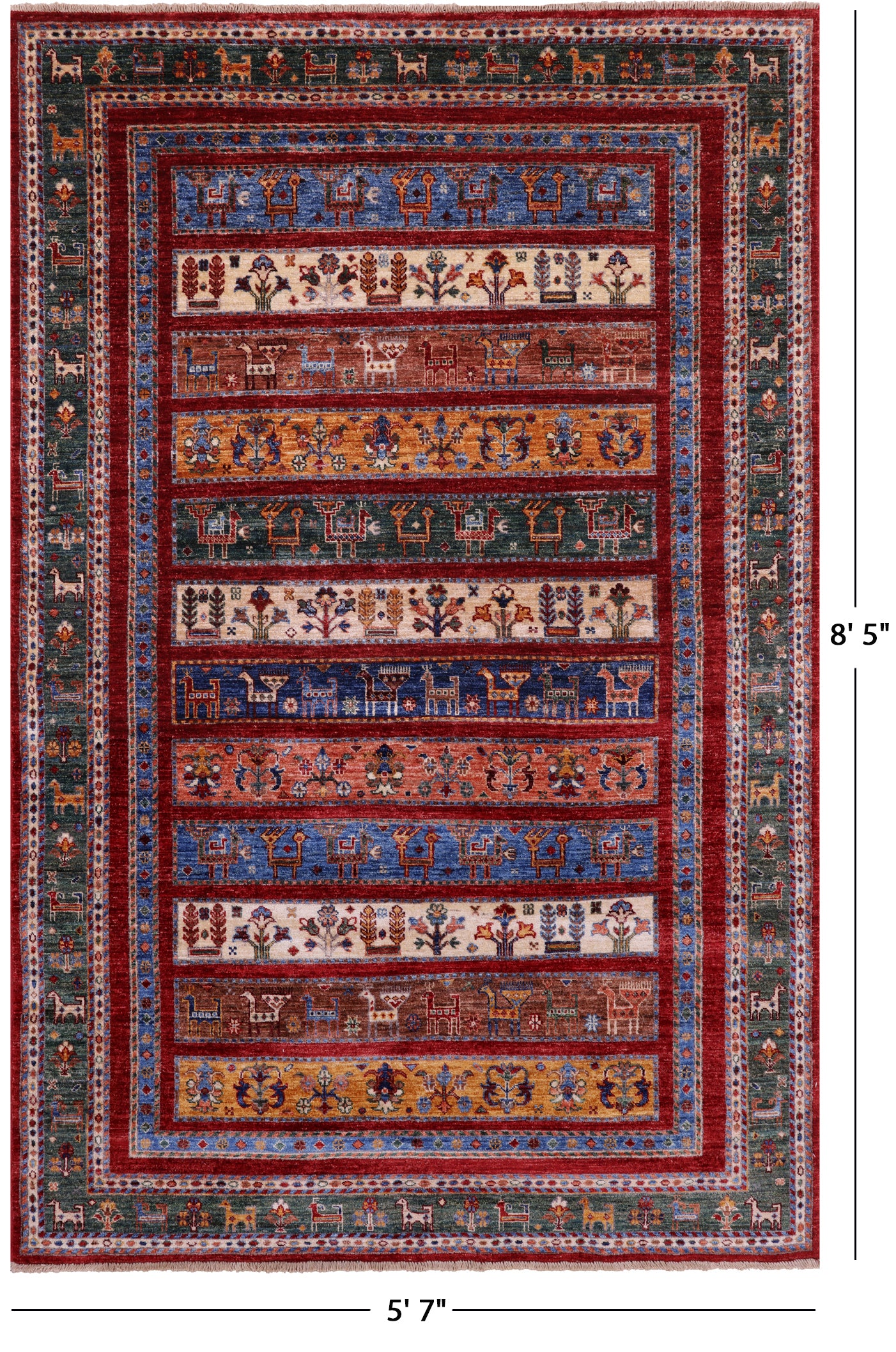 Tribal Persian Gabbeh Hand Knotted Wool Rug - 5' 7" X 8' 5" - Golden Nile