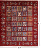 Red Garden Design Persian Hand Knotted Wool Rug - 5' 2" X 6' 2" - Golden Nile