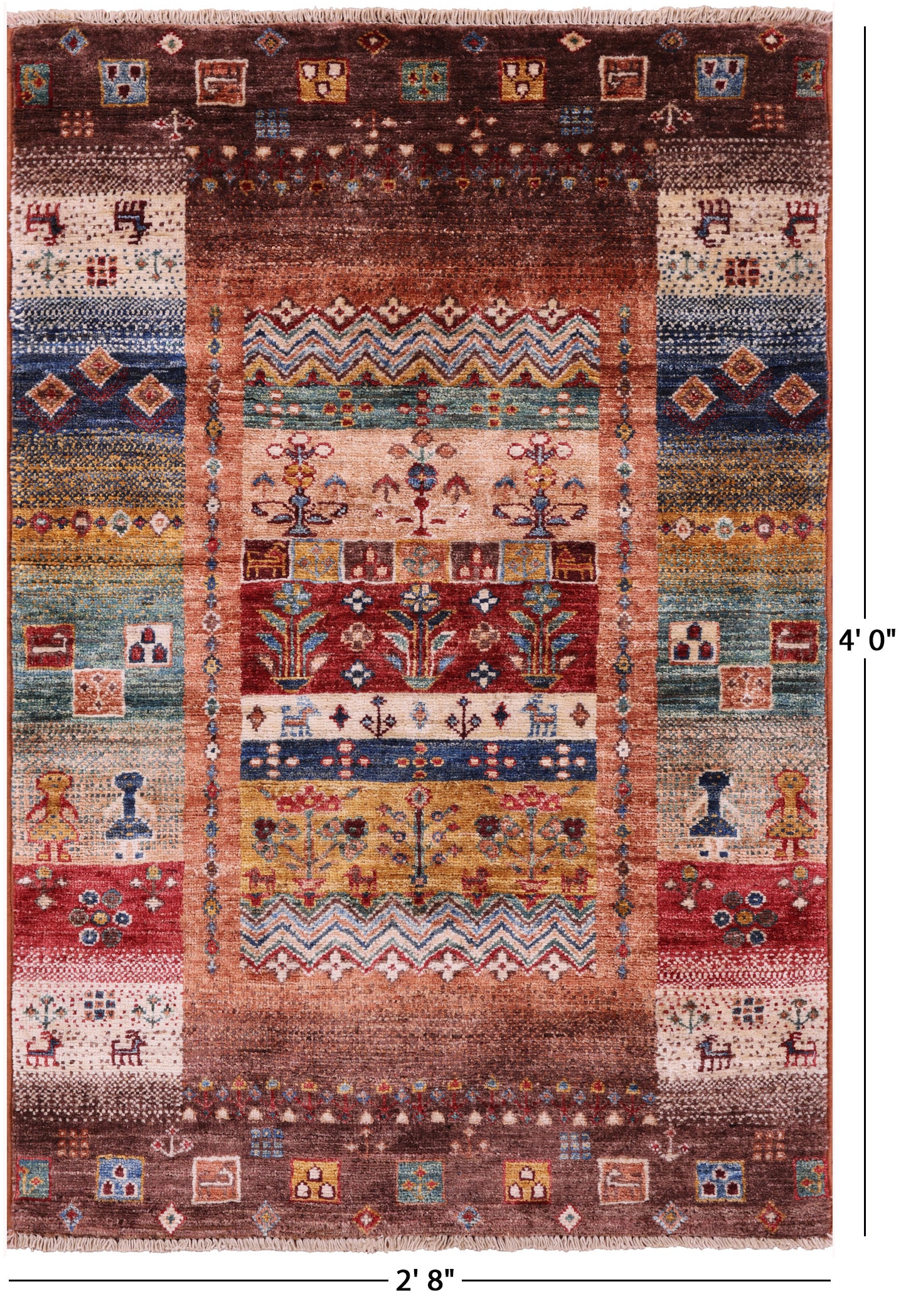 Tribal Persian Gabbeh Hand Knotted Wool Rug - 2' 8" X 4' 0" - Golden Nile