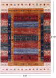 Persian Gabbeh Tribal Hand Knotted Wool Rug - 4' 0" X 5' 10" - Golden Nile
