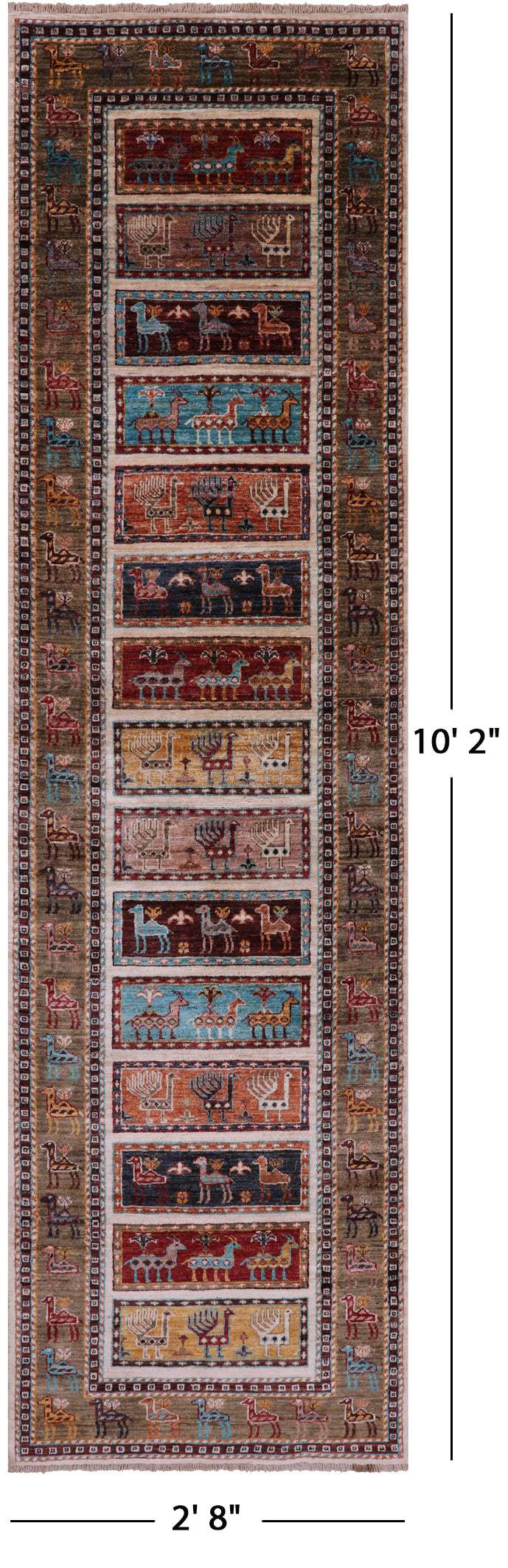 Tribal Persian Gabbeh Hand Knotted Wool Runner Rug - 2' 8" X 10' 2" - Golden Nile