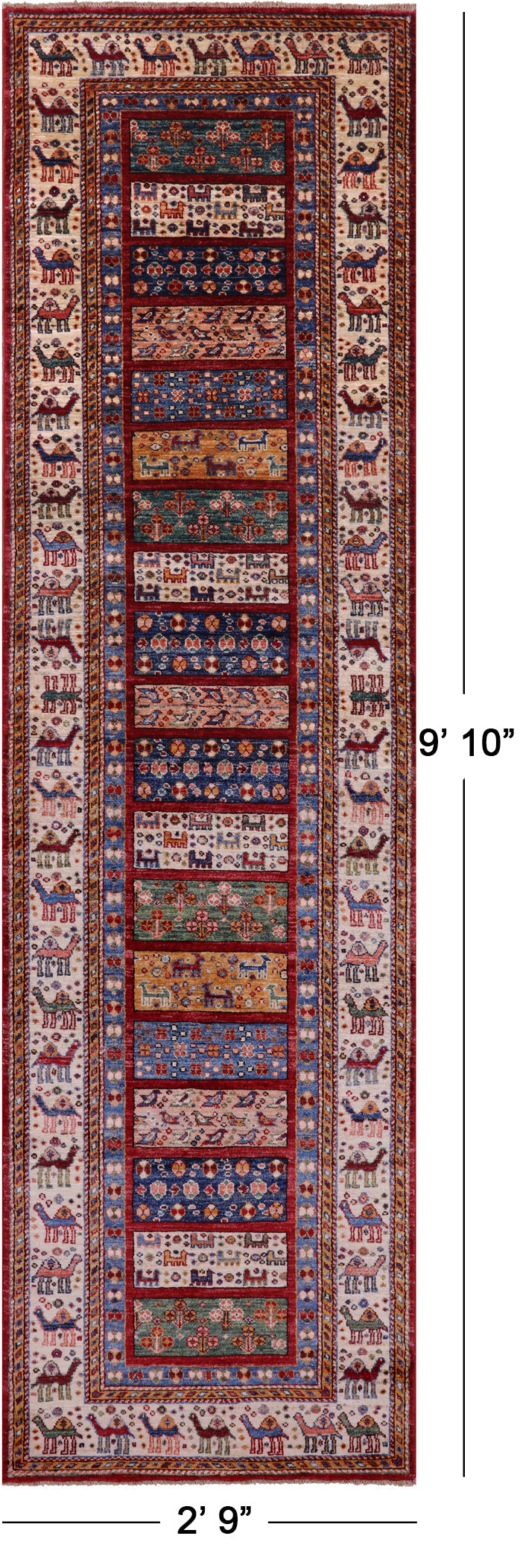 Persian Gabbeh Tribal Hand Knotted Wool Runner Rug - 2' 9" X 9' 10" - Golden Nile