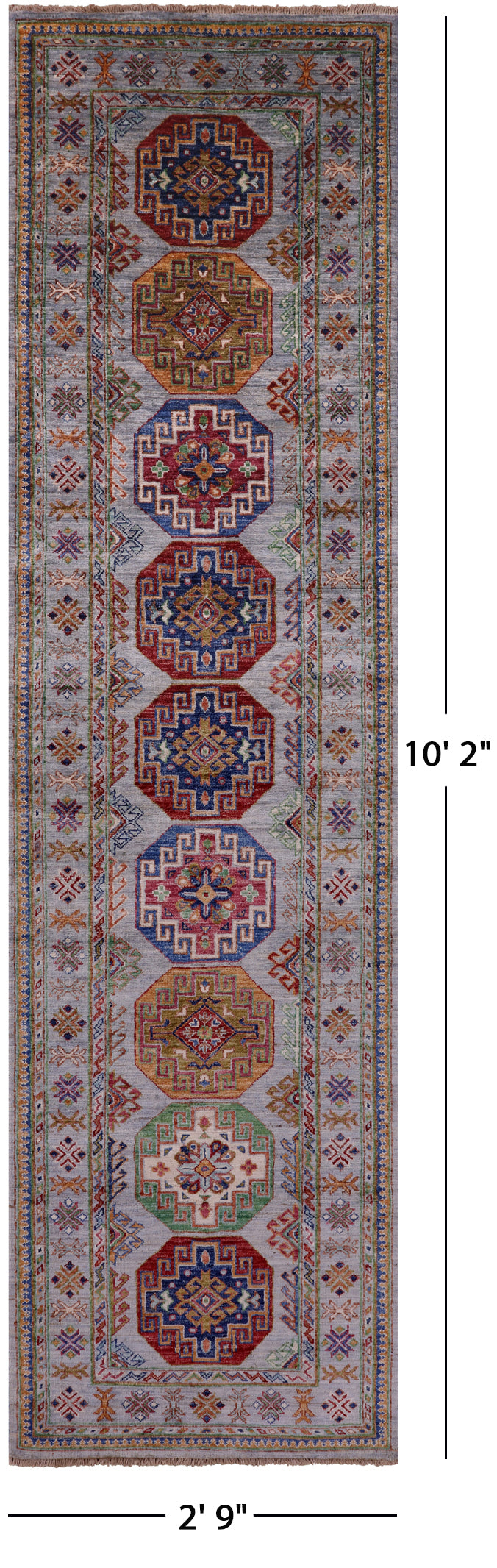 Turkmen Ersari Hand Knotted Wool Runner Rug - 2' 9" X 10' 2" - Golden Nile
