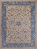 Ivory Turkish Oushak Hand Knotted Wool Rug - 9' 1" X 11' 11"