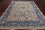 Ivory Turkish Oushak Hand Knotted Wool Rug - 9' 1" X 11' 11"