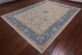 Ivory Turkish Oushak Hand Knotted Wool Rug - 9' 1" X 11' 11"