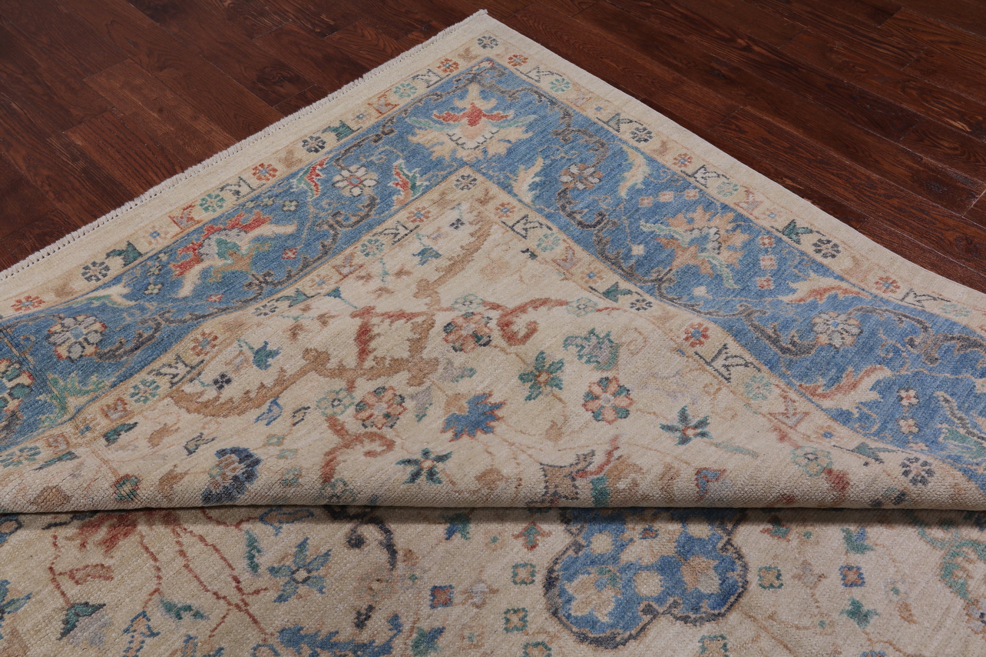 Ivory Turkish Oushak Hand Knotted Wool Rug - 9' 1" X 11' 11"