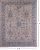 Ivory Turkish Oushak Hand Knotted Wool Rug - 10' 0" X 12' 8" - Golden Nile