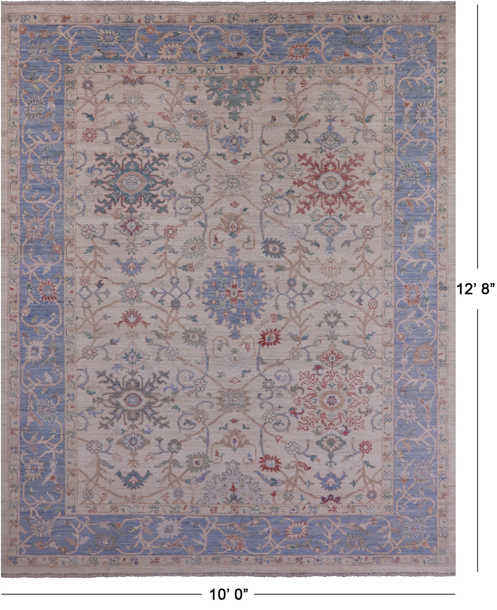 Ivory Turkish Oushak Hand Knotted Wool Rug - 10' 0" X 12' 8" - Golden Nile