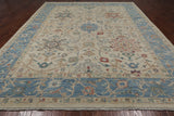 Ivory Turkish Oushak Hand Knotted Wool Rug - 10' 0" X 12' 8"
