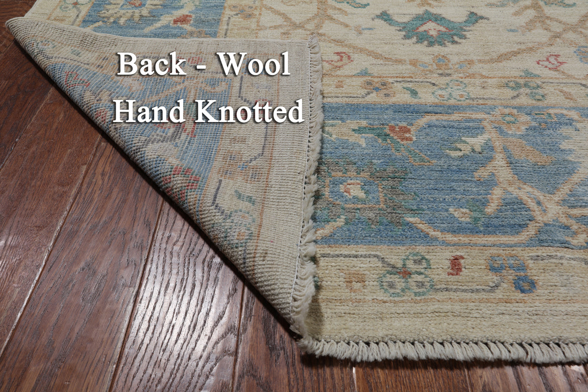 Ivory Turkish Oushak Hand Knotted Wool Rug - 10' 0" X 12' 8"