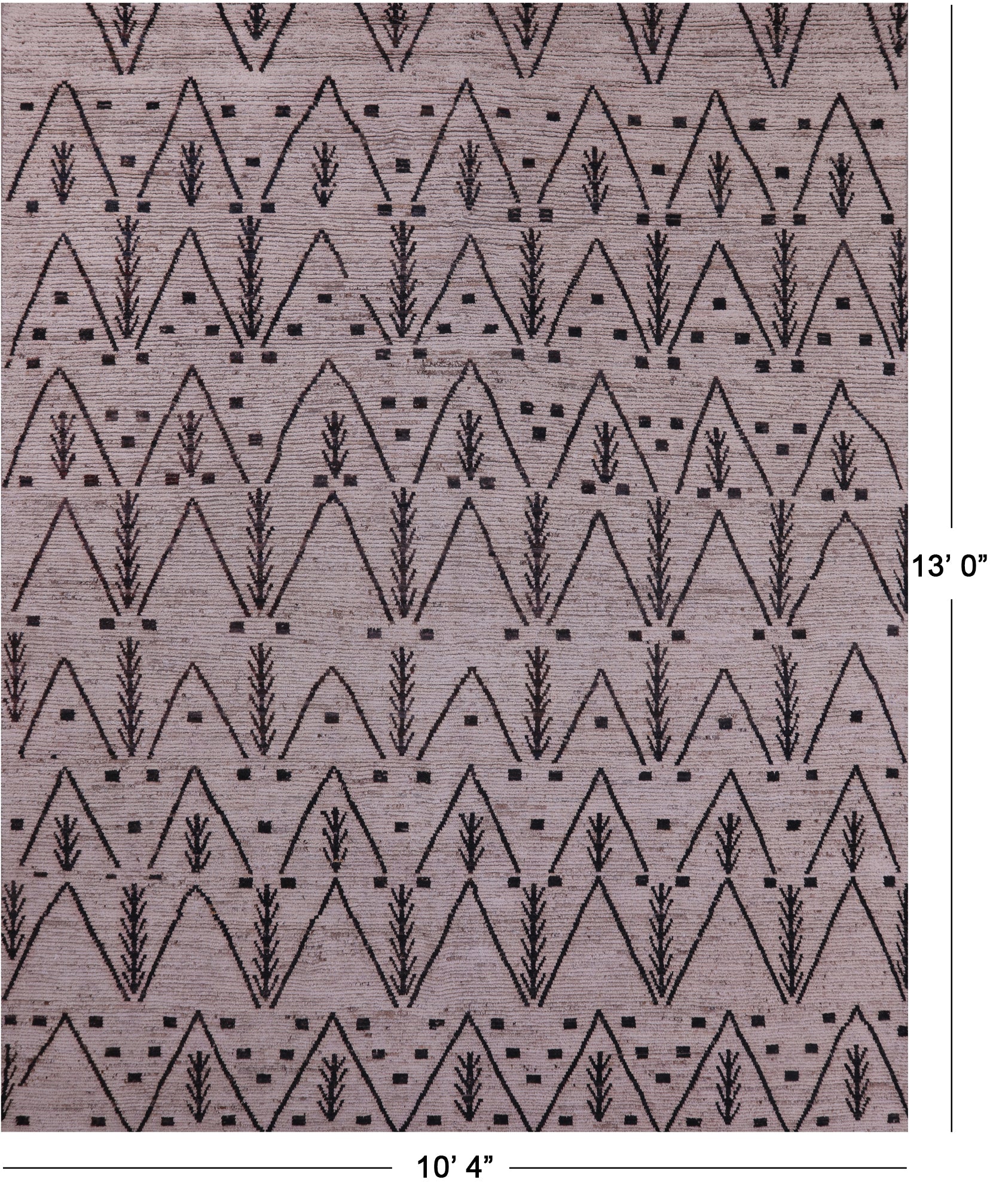 Tribal Moroccan Hand Knotted Wool On Wool Rug - 10' 4" X 13' 0" - Golden Nile
