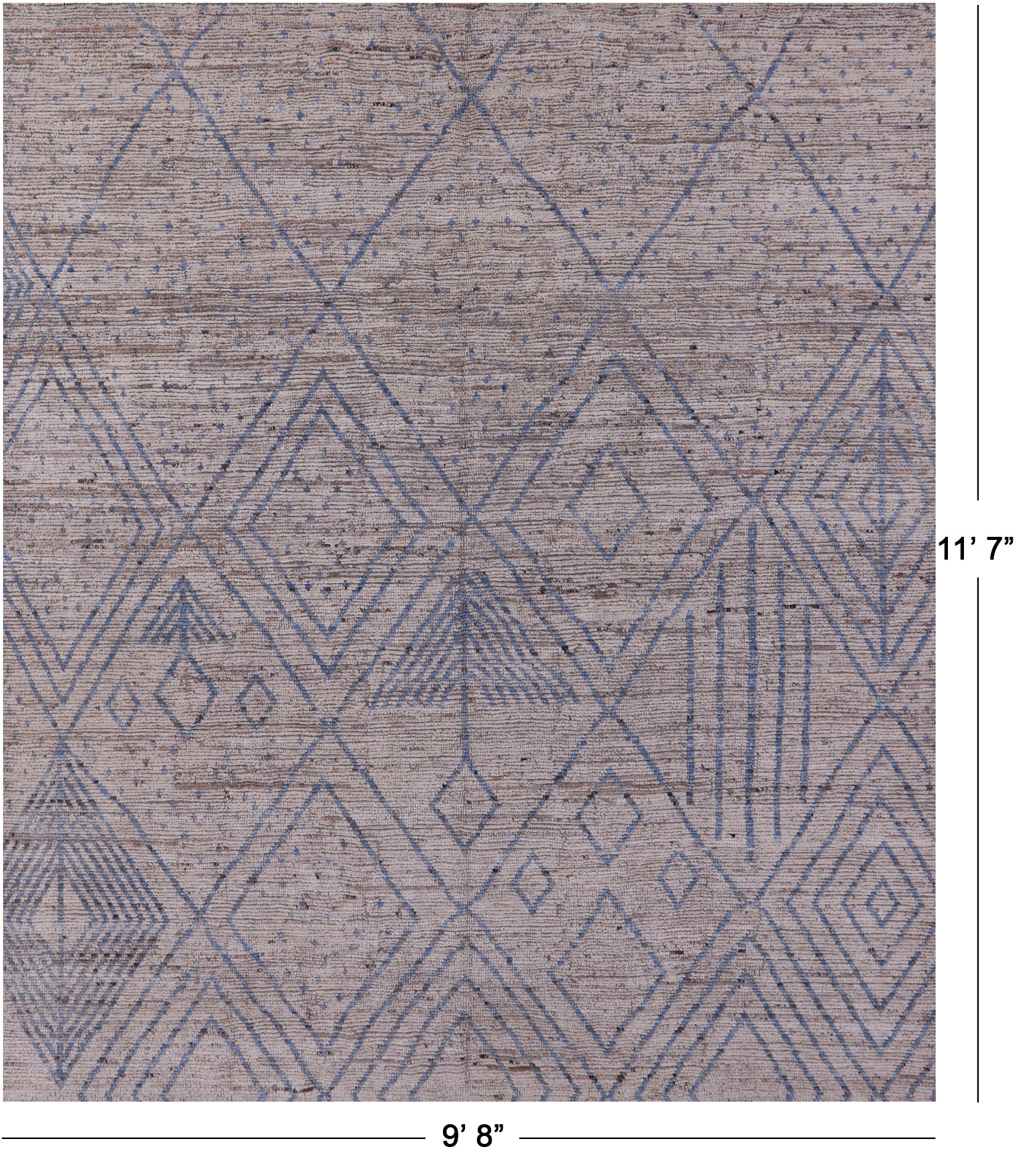 Tribal Moroccan Hand Knotted Wool On Wool Rug - 9' 8" X 11' 7" - Golden Nile
