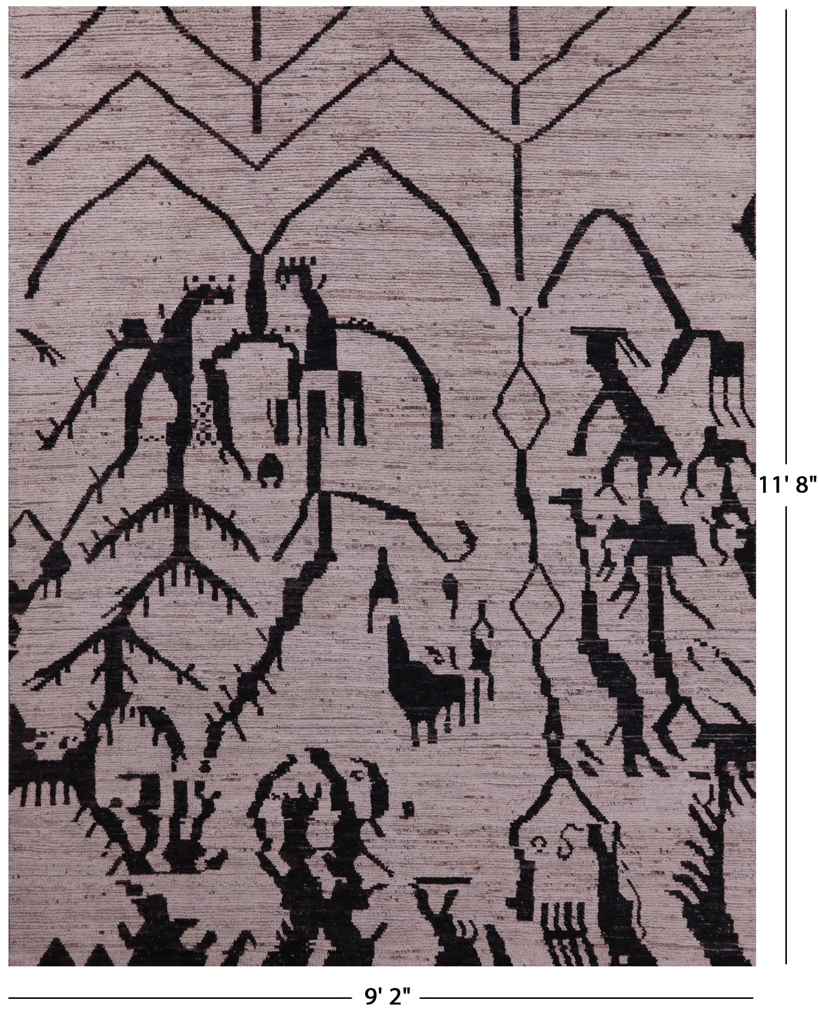 Tribal Moroccan Hand Knotted Wool On Wool Rug - 9' 2" X 11' 8" - Golden Nile