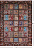 Brown Garden Design Persian Hand Knotted Wool Rug - 6' 11" X 9' 11" - Golden Nile